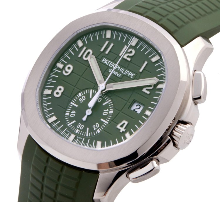 Patek Philippe Aquanaut Chronograph Khaki 18k White Gold 5968g-010 - Ats-w007769