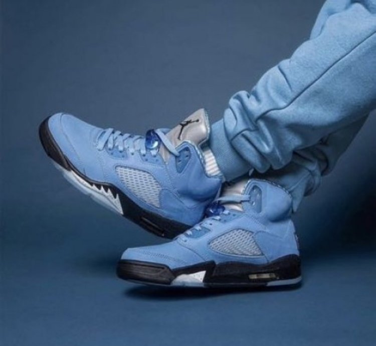Nik E Air Jordan 5 Unc Blue Basketball Sneakers Semi Ua