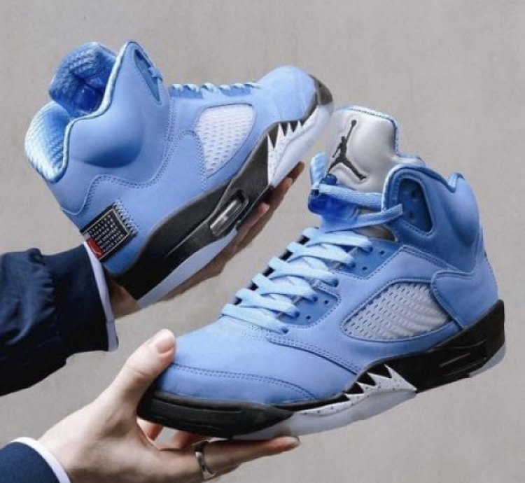 Nik E Air Jordan 5 Unc Blue Basketball Sneakers Semi Ua