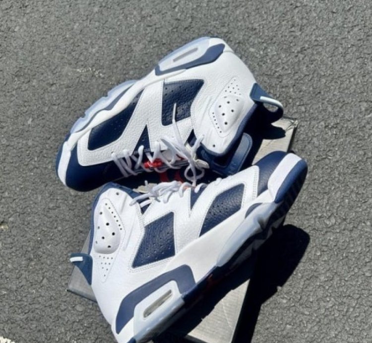 Nik E Air Jordan 6 Olymic White Navy 2024 Basketball Sneakers