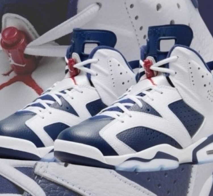 Nik E Air Jordan 6 Olymic White Navy 2024 Basketball Sneakers
