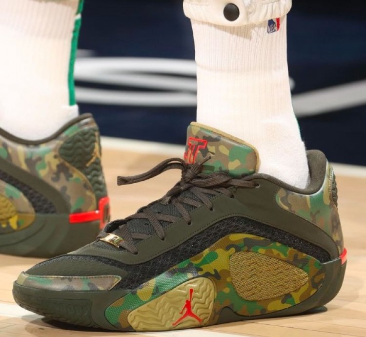 Nik E Air Jordan Jayson Tatum 2 Camo Green Basketball Sneakers