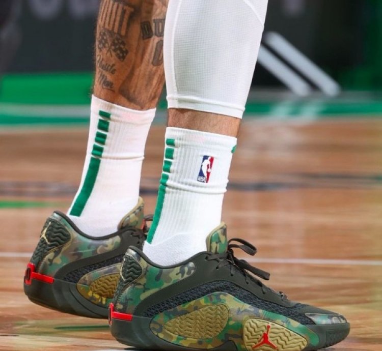 Nik E Air Jordan Jayson Tatum 2 Camo Green Basketball Sneakers