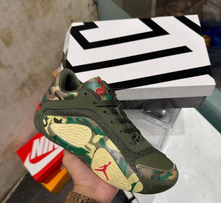 Nik E Air Jordan Jayson Tatum 2 Camo Green Basketball Sneakers