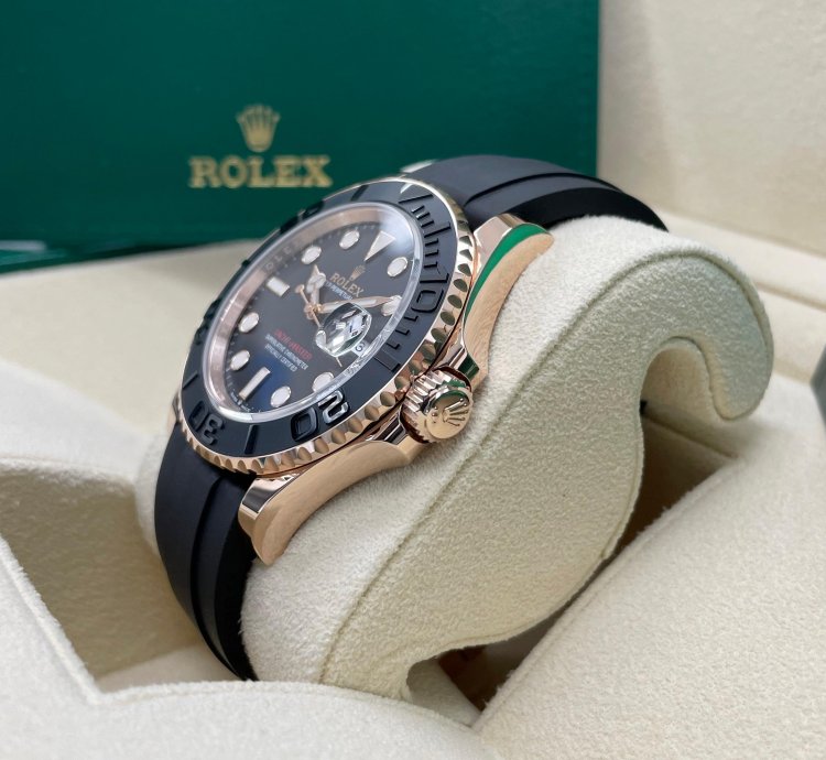 Rolex Yacht-master 40 New Yacht-master 126655 40mm Rose Gold Black Rubber Oysterflex Strap