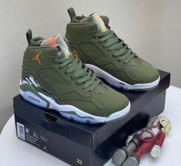 Nik E Air Jordan Mvp Gs Sky J Light Olive Basketball Sneakers