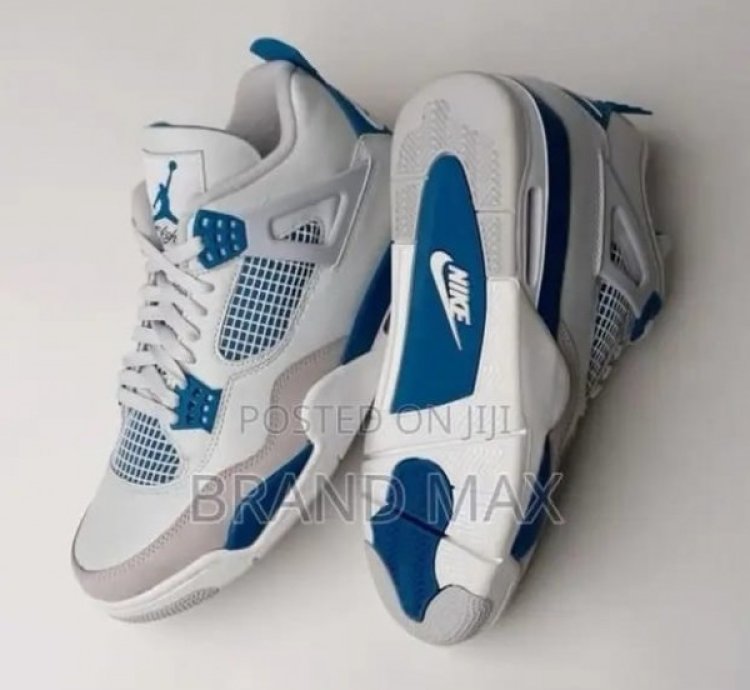 Nik E Air Jorden 4 Military Blue Basketball Sneakers Semi Ua