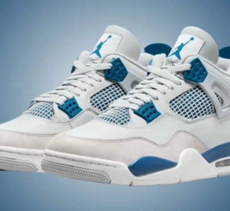 Nik E Air Jorden 4 Military Blue Basketball Sneakers Semi Ua