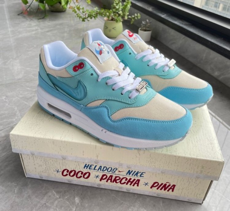 Nik E Air Max 1 Puerto Rico Blue Gale Running Shoes
