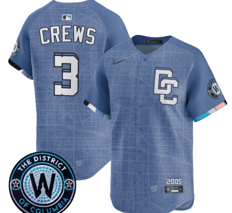 Dylan Crews Jersey 3 Washington Nationals 2025 City Connect Vapor Premier Limited Stitched Blue
