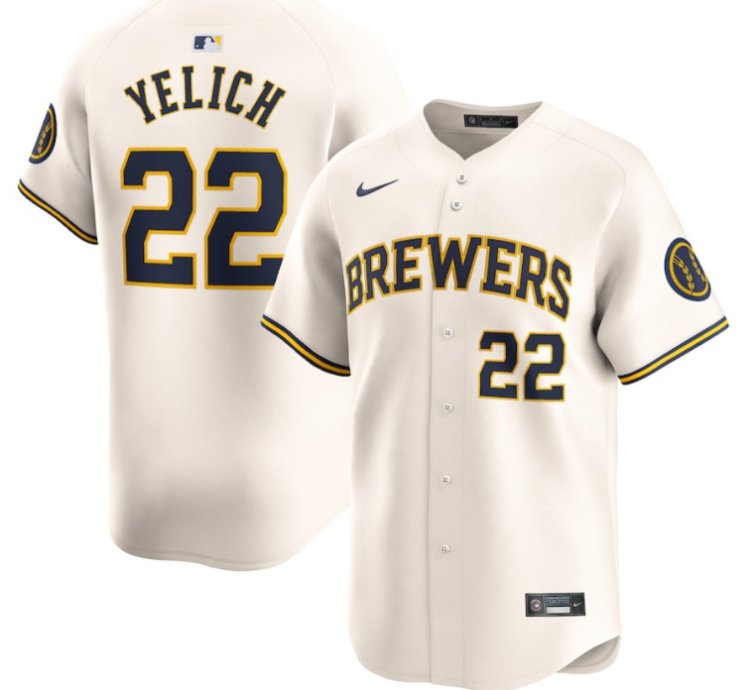 Christian Yelich 22 Milwaukee Brewers Home Limited Jersey - Cream