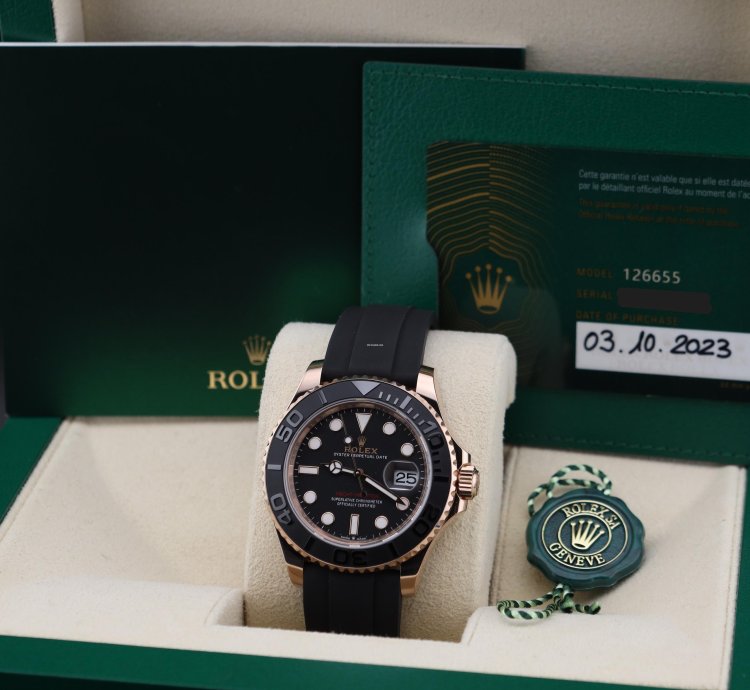 Rolex Yacht-master 40 Rose Gold 126655 Oysterflex Unworn