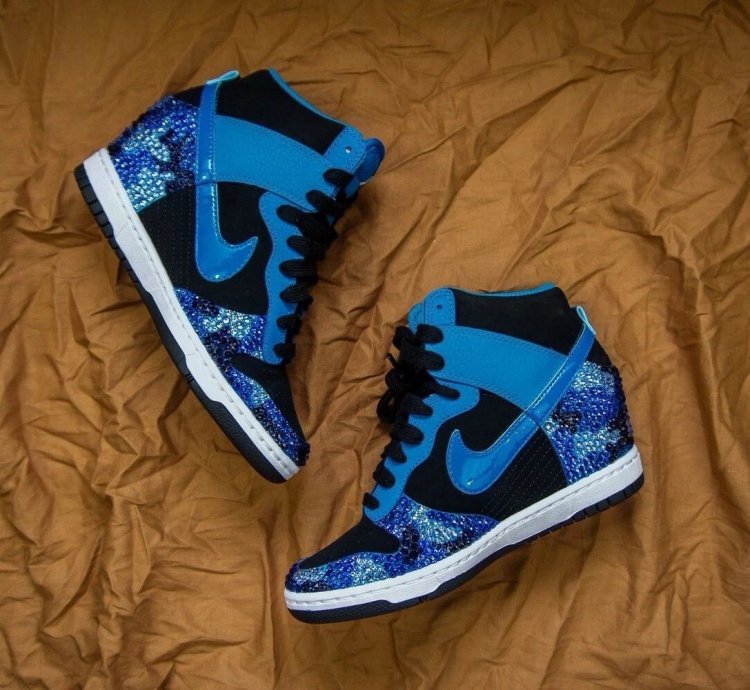 Swarovski Crystal Camo Nike Dunk Sky Hi Wedge