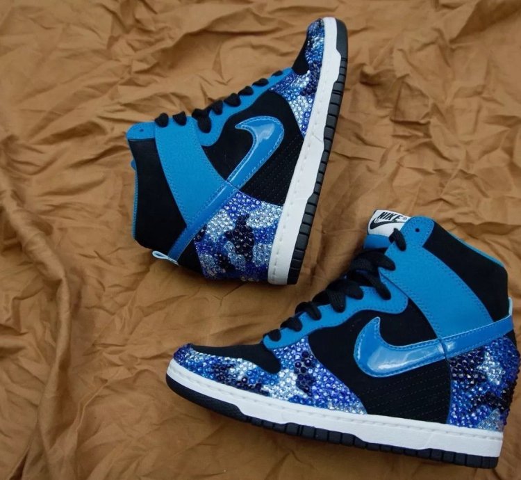 Swarovski Crystal Camo Nike Dunk Sky Hi Wedge
