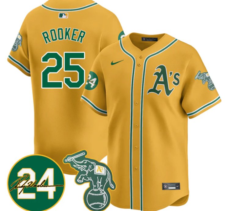 Brent Rooker Jersey 25 Oakland Athletics 2025 Rickey Henderson Memorial Stitched Yellow