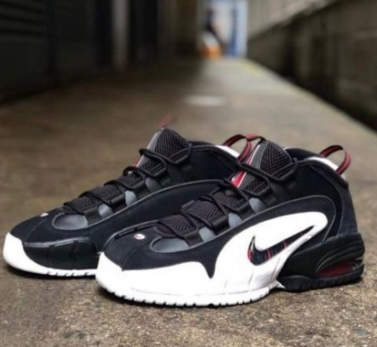 Nik E Air Max Penny Black White Red Basketball Sneakers