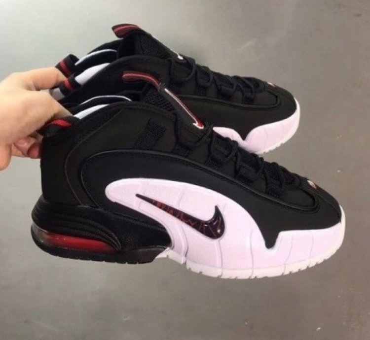 Nik E Air Max Penny Black White Red Basketball Sneakers