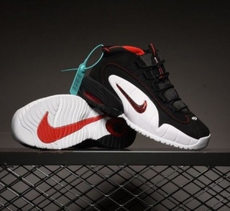 Nik E Air Max Penny Black White Red Basketball Sneakers