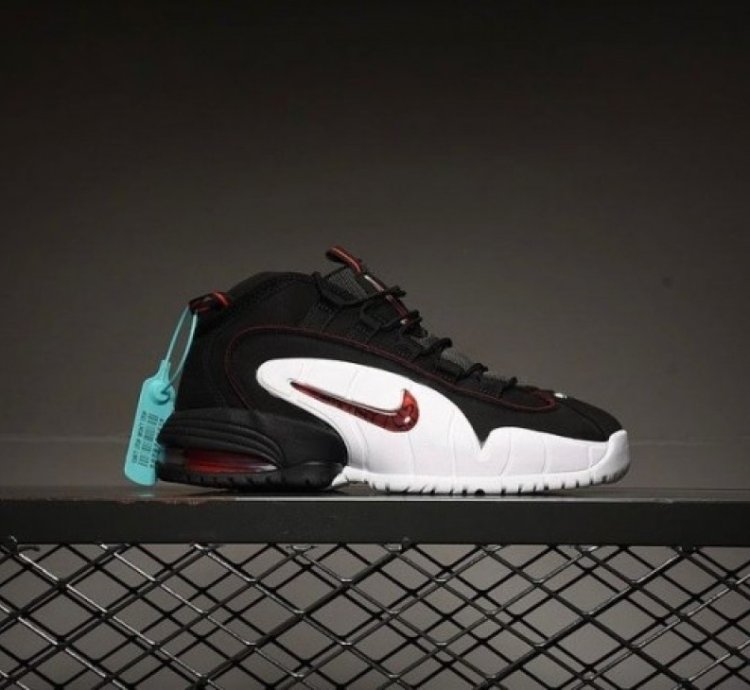 Nik E Air Max Penny Black White Red Basketball Sneakers