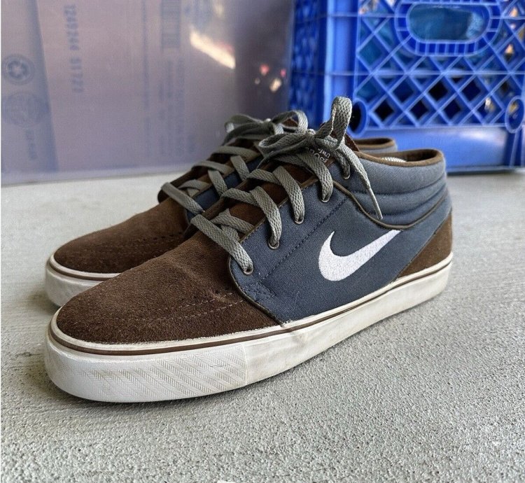 Sz 10 Nike Sb Zoom Stefan Janoski Mid Brown Navy 443095-422