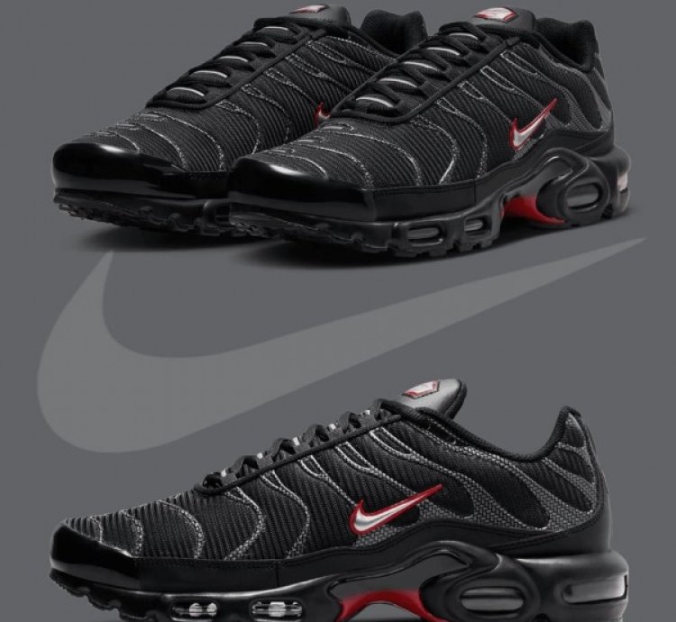 Nik E Air Max Plus Black Silver Running Shoes