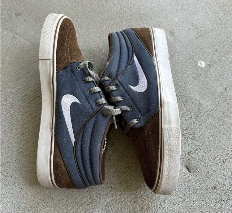 Sz 10 Nike Sb Zoom Stefan Janoski Mid Brown Navy 443095-422