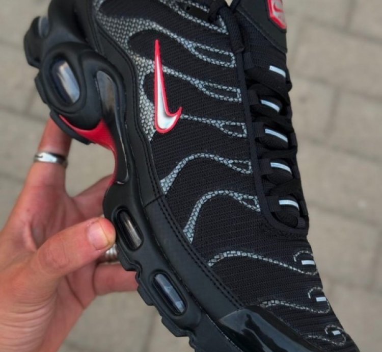 Nik E Air Max Plus Black Silver Running Shoes