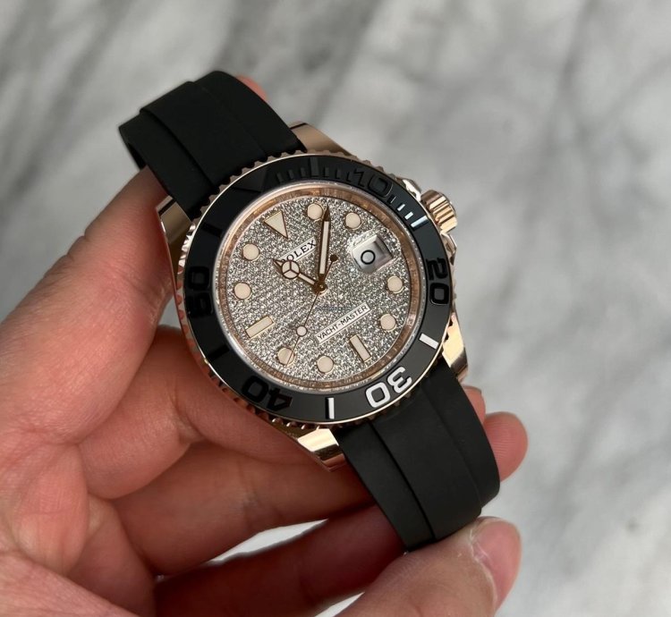 Rolex Yacht-master 40 Rose Gold Oysterflex Pave Diamond Dial Bnib 2024