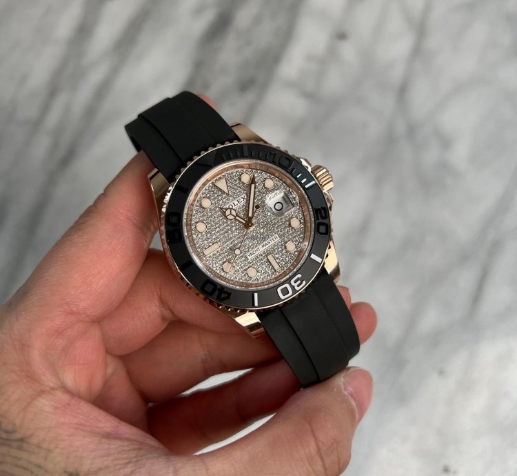 Rolex Yacht-master 40 Rose Gold Oysterflex Pave Diamond Dial Bnib 2025