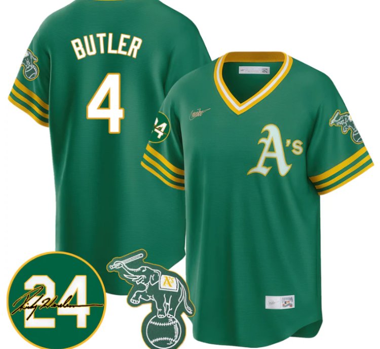Lawrence Butler Jersey 4 Oakland Athletics 2025 Rickey Henderson Memorial Stitched Throwback