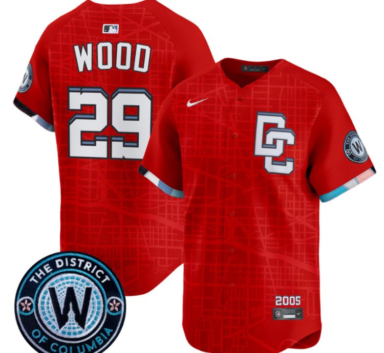 James Wood Jersey 29 Washington Nationals 2025 City Connect Premier Limited Stitched Red