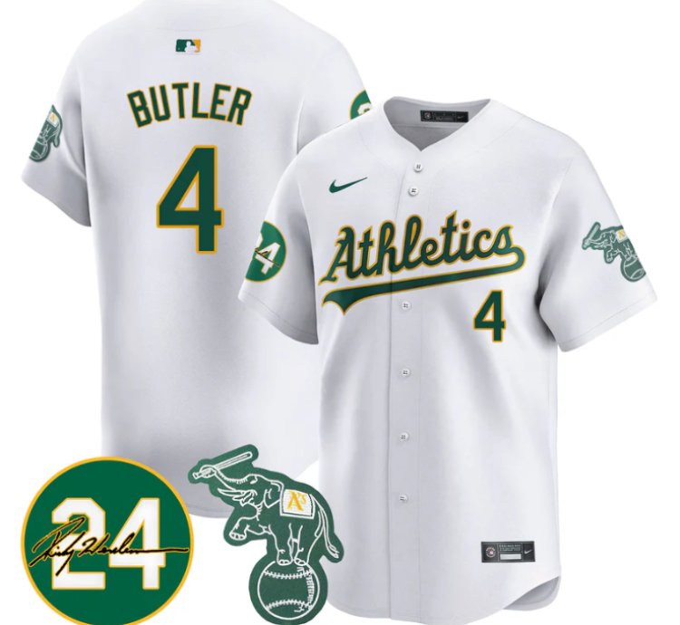 Lawrence Butler Jersey 4 Oakland Athletics 2025 Rickey Henderson Memorial Stitched White