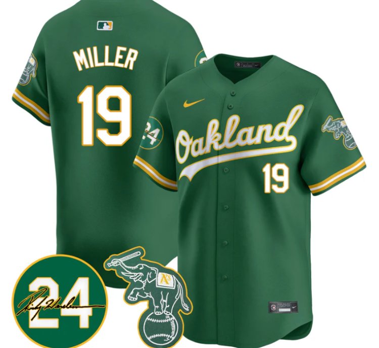 Mason Miller Jersey 19 Oakland Athletics 2025 Rickey Henderson Memorial Stitched Green