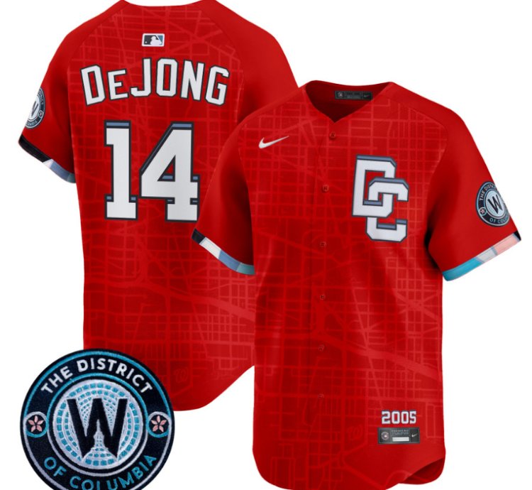 Paul Dejong Jersey 14 Washington Nationals 2025 City Connect Premier Limited Stitched Red
