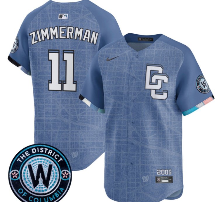 Ryan Zimmerman Jersey 11 Washington Nationals 2025 City Connect Premier Limited Stitched Blue