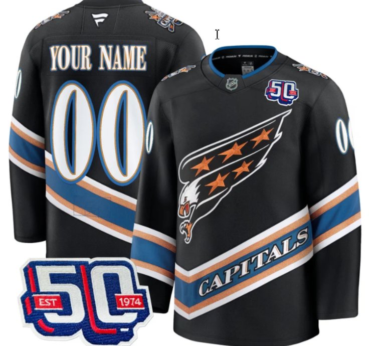 Men Custom Washington Capitals Jersey 50th Anniversary V2 Screaming Eagle