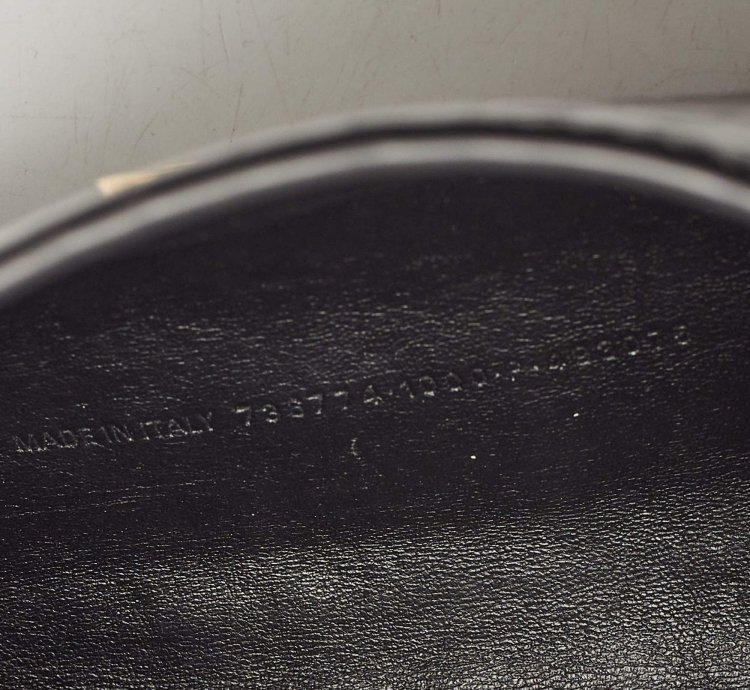 Balenciaga Black Croc Embossed Leather Crush Pochette