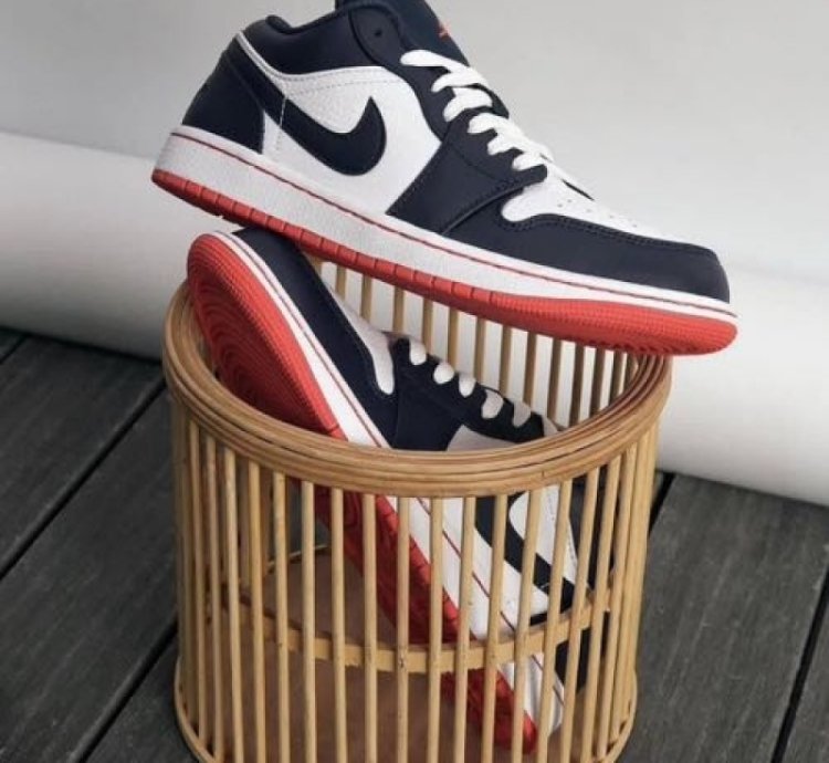 Nik E Jordan 1 Low Obsidian Ember Sneakers