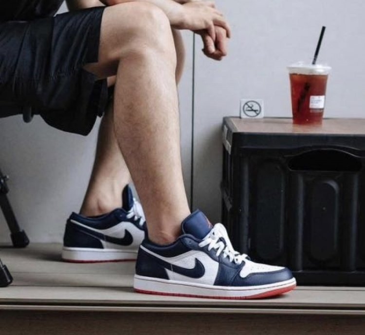 Nik E Jordan 1 Low Obsidian Ember Sneakers