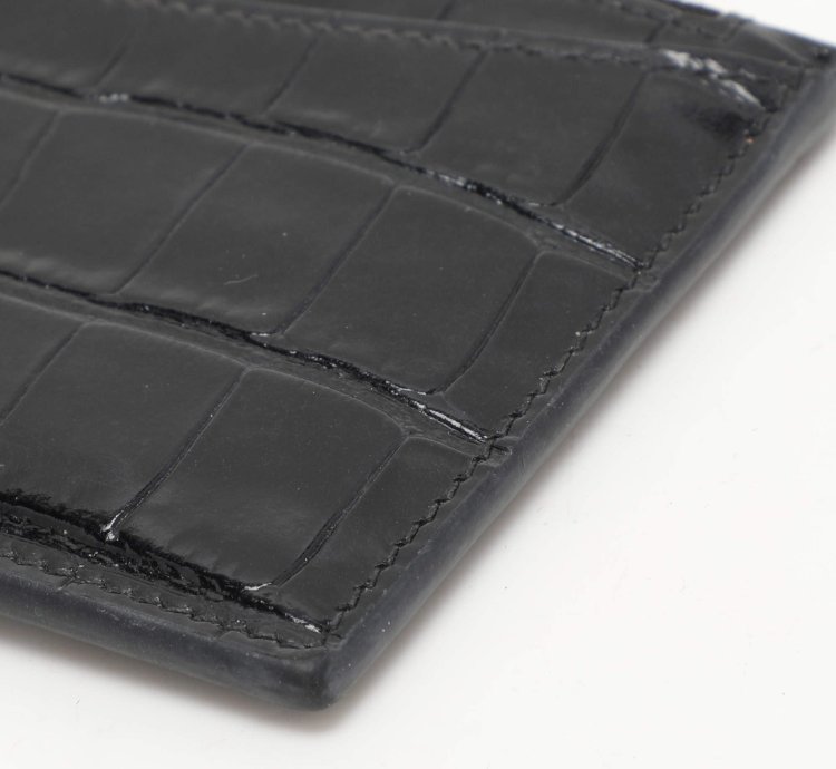 Balenciaga Black Croc Embossed Leather Hourglass Card Holder