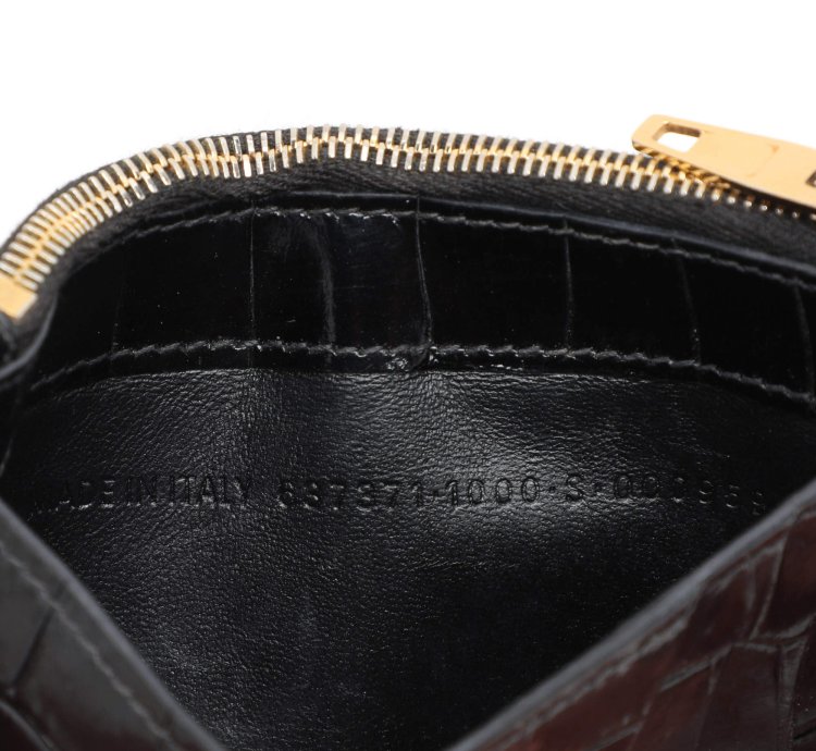 Balenciaga Black Croc Embossed Leather Hourglass Card Holder