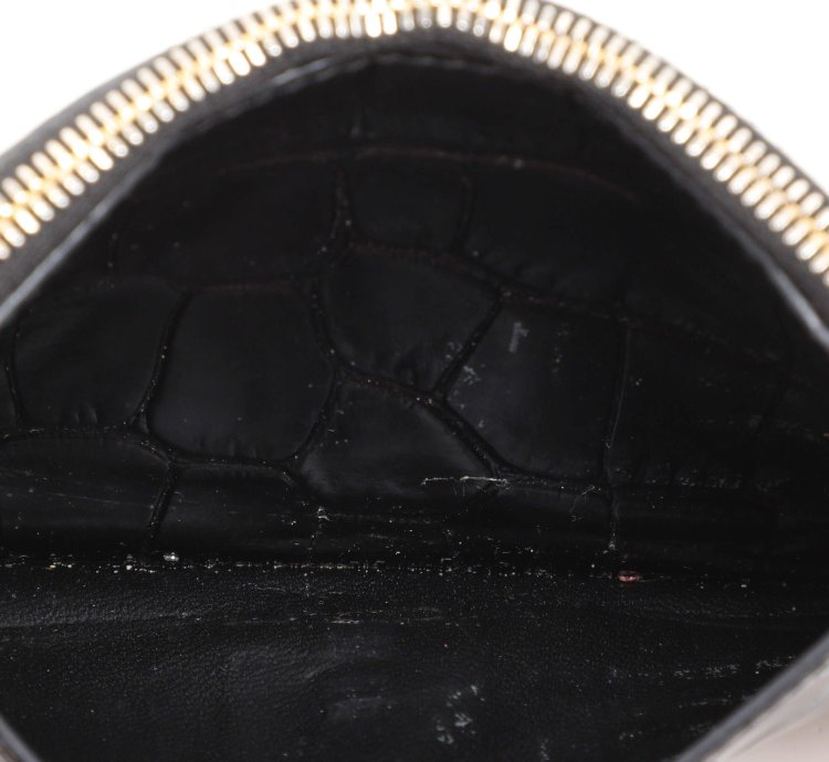 Balenciaga Black Croc Embossed Leather Hourglass Card Holder