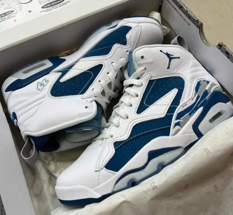 Nik E Jordan Jumpman Mvp 678 White Industrial Blue Basketball Sneakers