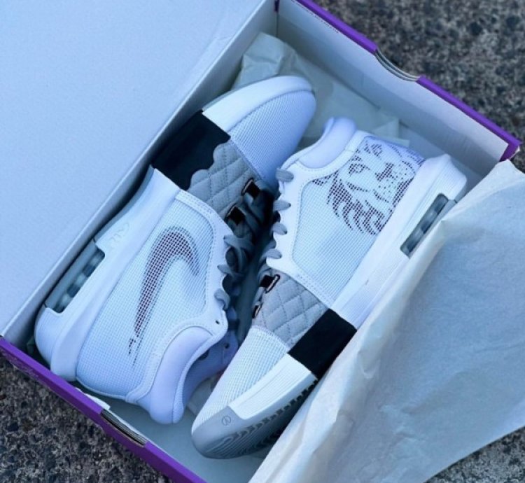 Nik E Lebron Witness 8 White Silver Basketball Sneakers