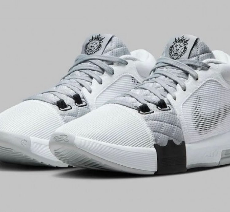 Nik E Lebron Witness 8 White Silver Basketball Sneakers