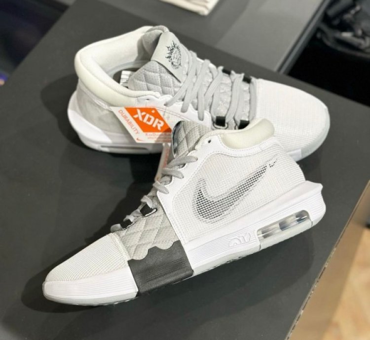 Nik E Lebron Witness 8 White Silver Basketball Sneakers