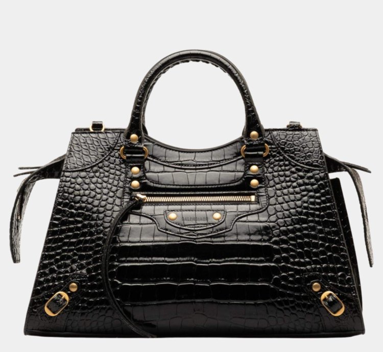 Balenciaga Black Embossed Leather Neo Classic Shoulder Bag