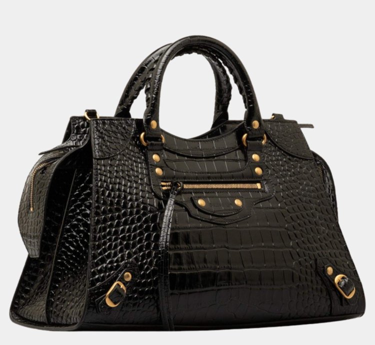 Balenciaga Black Embossed Leather Neo Classic Shoulder Bag