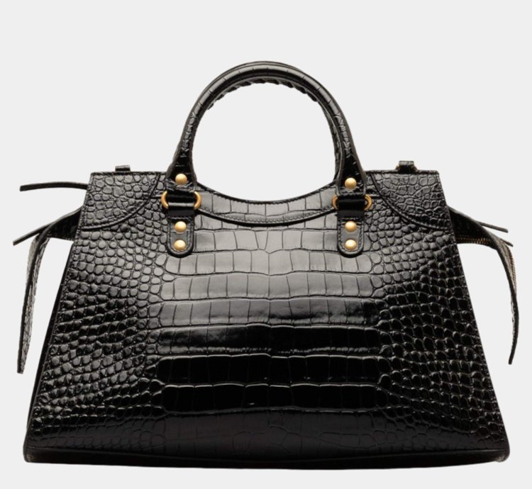 Balenciaga Black Embossed Leather Neo Classic Shoulder Bag