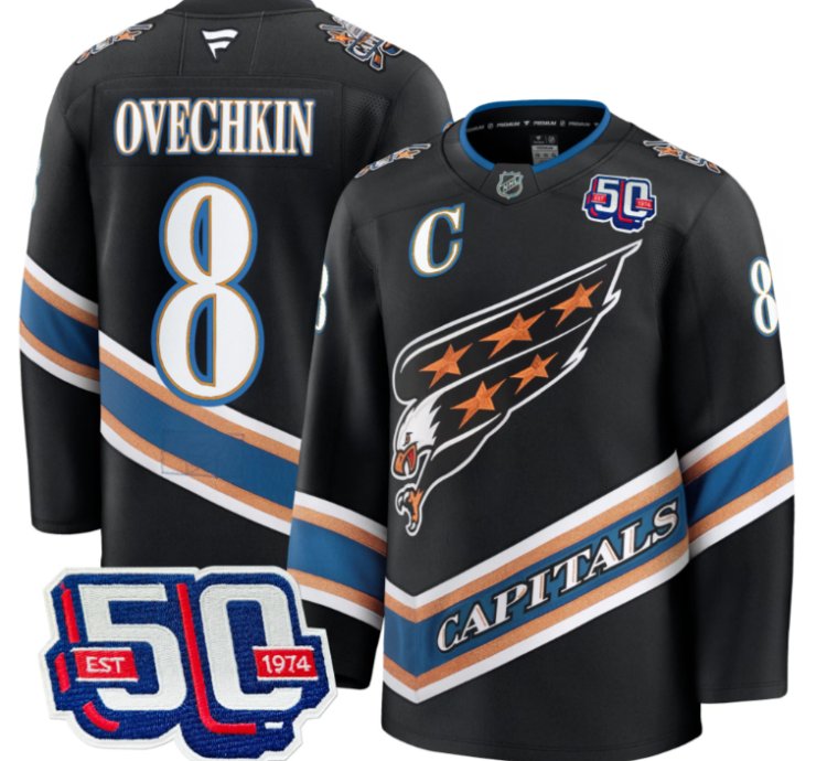 Men Alex Ovechkin Jersey 8 Washington Capitals 50th Stitched Screaming Eagle